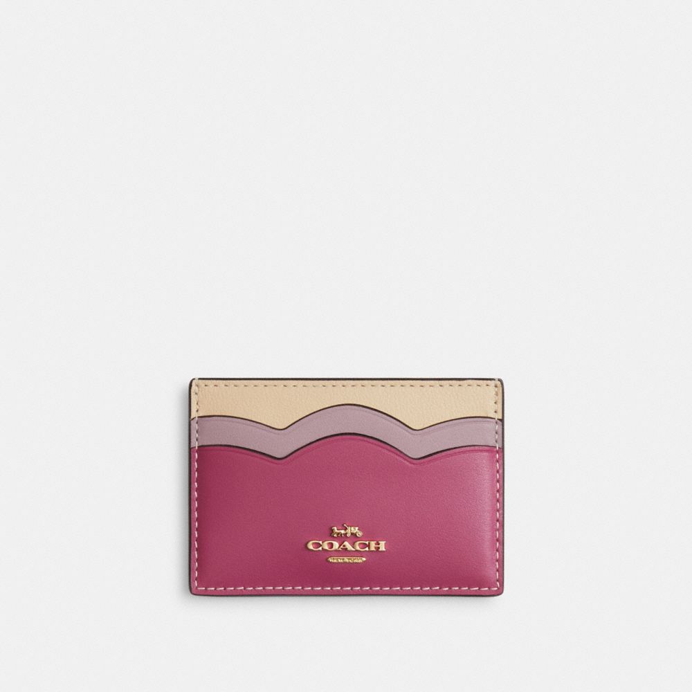 COACH®,Petal Card Case,Leather,Card Case,Color Block,Metal,Logo,Casual,Multi Color,Front View