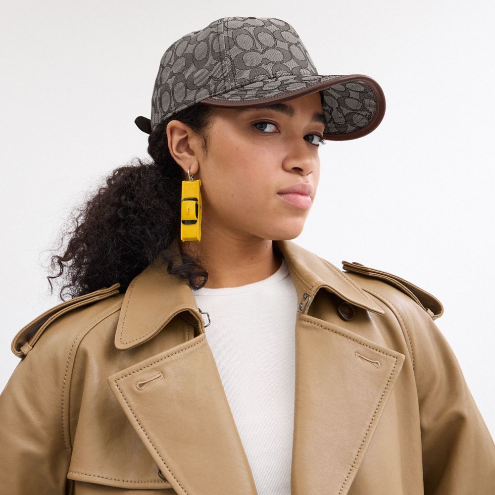 Coach Signature Jacquard Baseball Hat In Oak