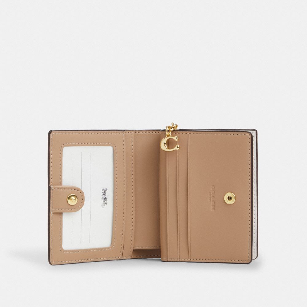 COACH®,Boxed Snap Wallet And Picture Frame Bag Charm With Star Print,Calfskin Leather,Bag Charm,Bi Fold,Logo,Metal,Key Rin...,White,Inside View,Top View