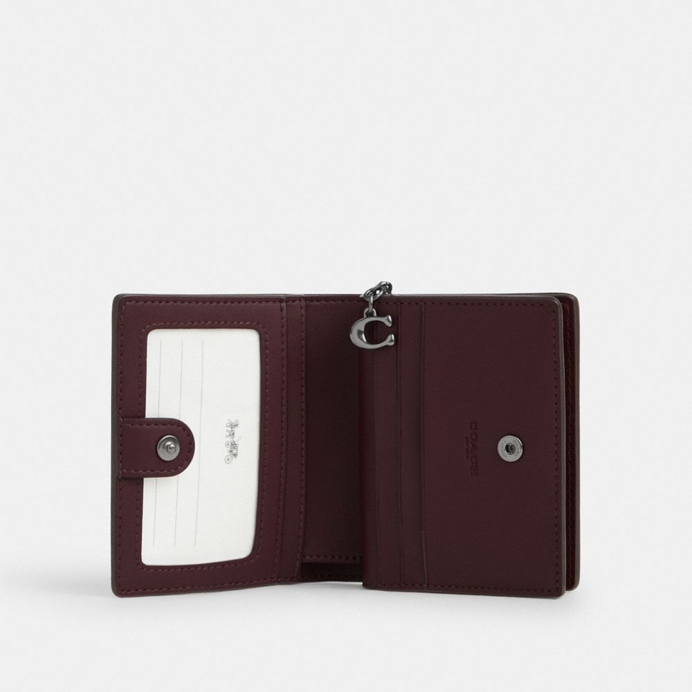 COACH®,Boxed Snap Wallet And Picture Frame Bag Charm With Star Print,Calfskin Leather,Bag Charm,Bi Fold,Logo,Metal,Key Rin...,Brown,Inside View,Top View