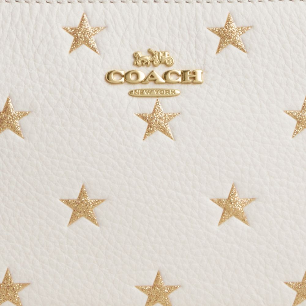 COACH®,Boxed Nolita Bag 15 With Star Print,Leather,Shoulder Bag,3D Embellishment,Metal,Glitter,Logo,Day Party,Casual,White
