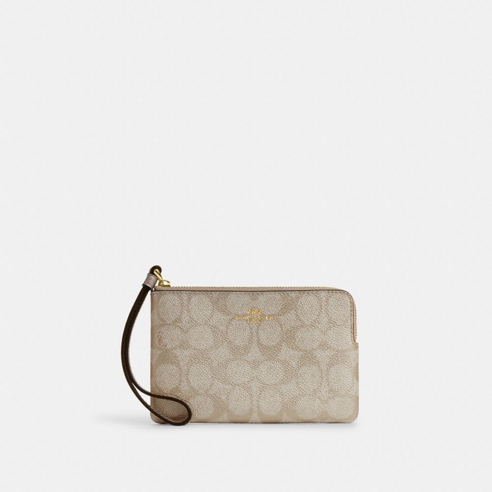 COACH Outlet Corner Zip Wristlet In Signature Canvas