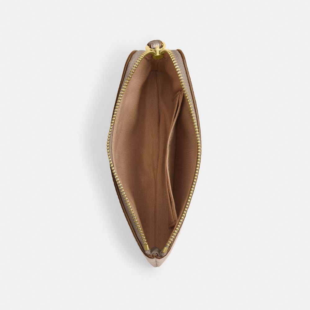 COACH®,Corner Zip Wristlet In Signature Canvas,Canvas,Metallic,Wristlet,Casual,Beige,Inside View,Top View