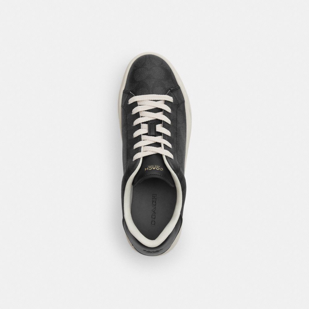 COACH®,High Line Sneaker In Signature Canvas,Leather,Lining Mesh,Mesh,Casual,Fabric,Cushioned,Cushion Toe,Casual,Black,Inside View,Top View