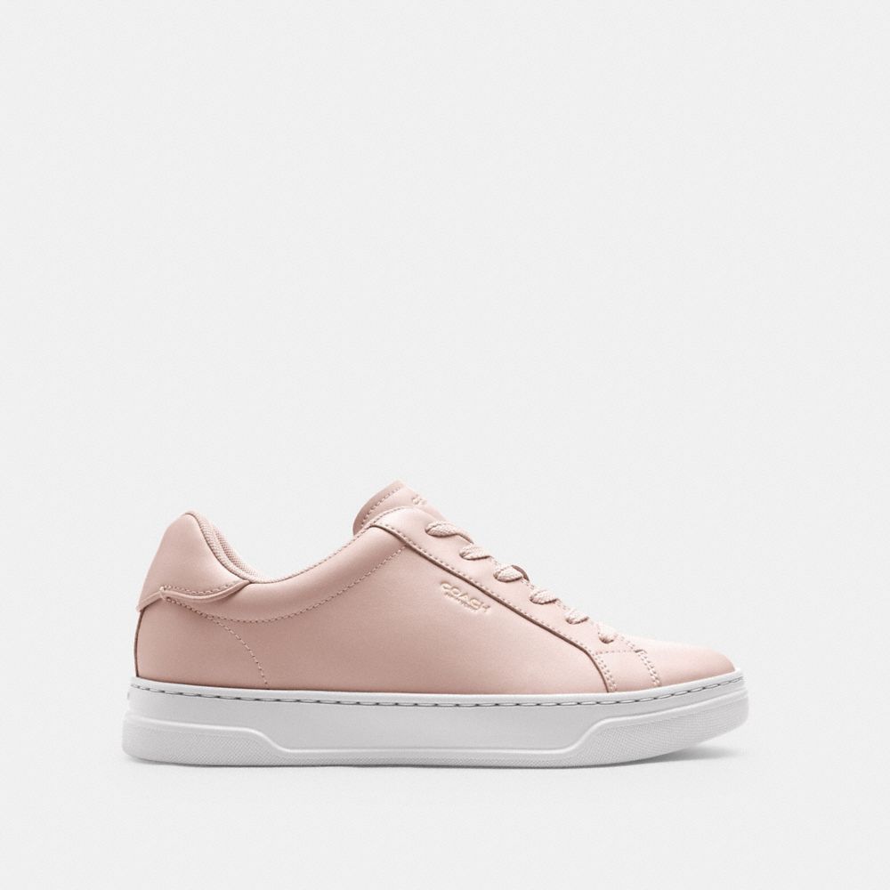 COACH®,High Line Sneaker,Lining Mesh,Mesh,Leather,Casual,Fabric,Logo,Embossed,Cushion Toe,Cushioned,Casual,Pink,Angle View