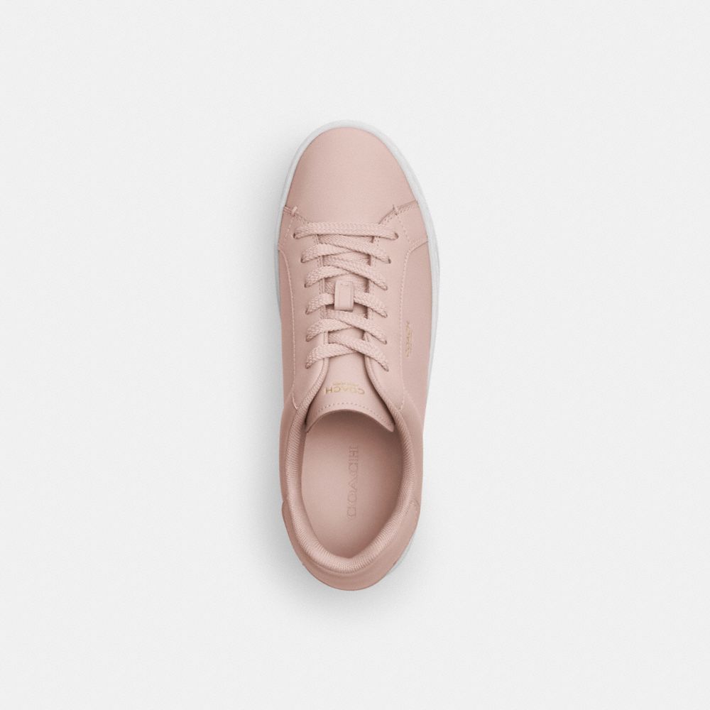 COACH®,High Line Sneaker,Leather,Mesh,Lining Mesh,Casual,Fabric,Embossed,Logo,Pull Tab,Casual,Pink,Inside View,Top View