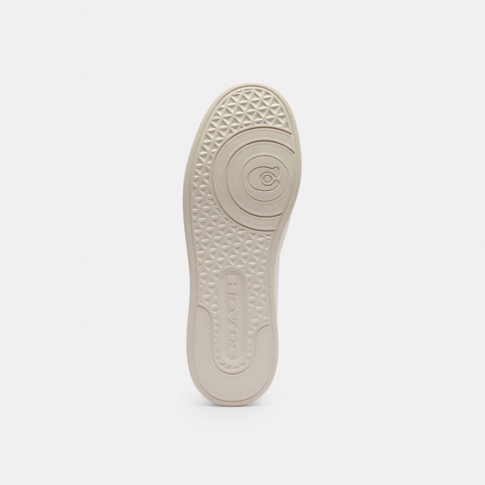 COACH®,High Line Sneaker,Mesh,Leather,Lining Mesh,Casual,Fabric,Embossed,Logo,Pull Tab,Casual,White,Outsole View