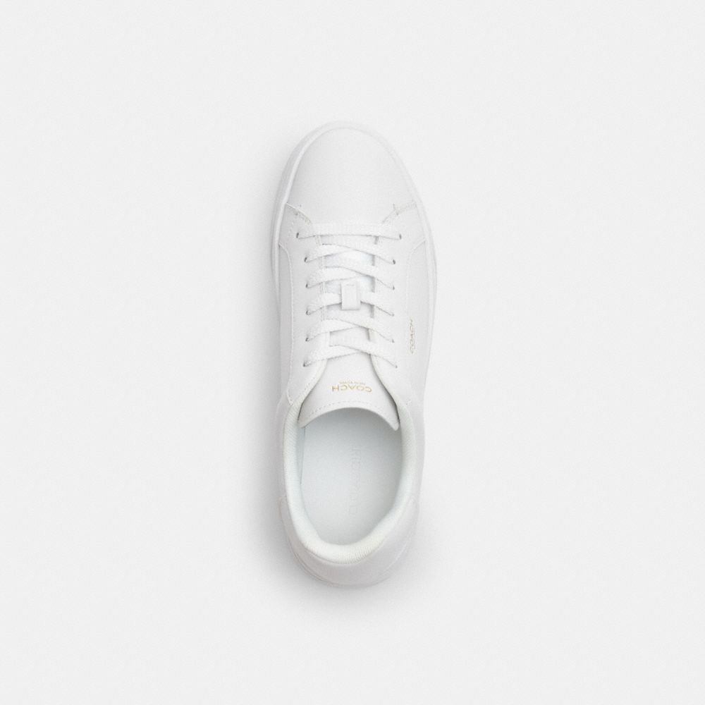 COACH®,High Line Sneaker,Lining Mesh,Mesh,Leather,Casual,Fabric,Embossed,Logo,Pull Tab,Casual,White,Inside View,Top View