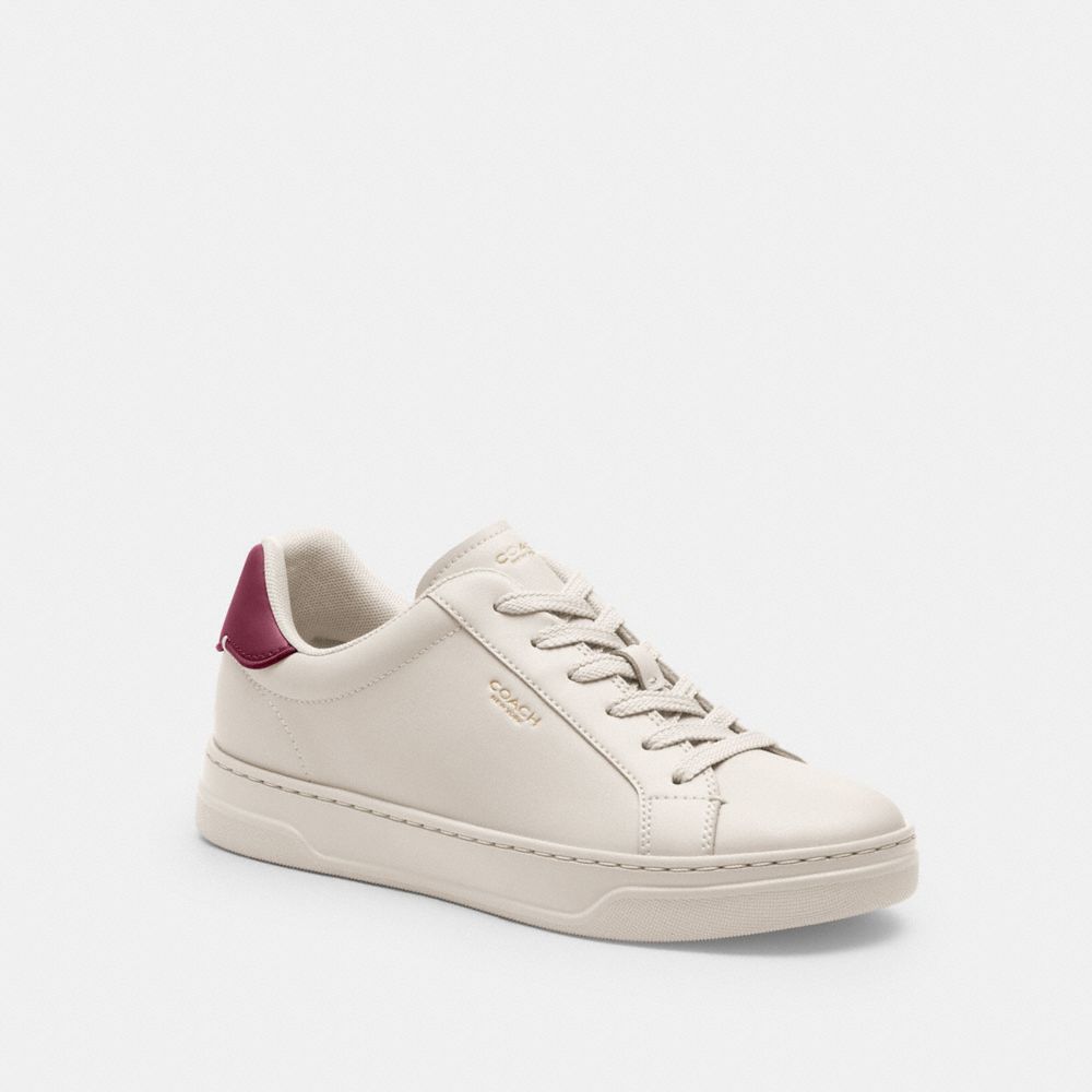 COACH®,High Line Sneaker,Lining Mesh,Mesh,Leather,Casual,Fabric,Embossed,Logo,Pull Tab,Casual,Cream,Front View