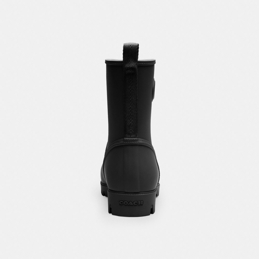 COACH®,Ryder Rainboot,Rubber,Rain,Logo,Pull Tab,Traction,Ripstop,Waterproof,Outdoor,Black,Alternate View