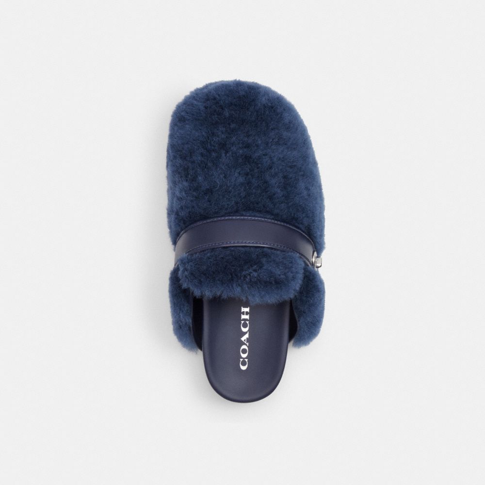 COACH®,Blake Clog,Shearling,Rubber,Mules,Clogs,Traction,Casual,Indoor,Navy,Inside View,Top View