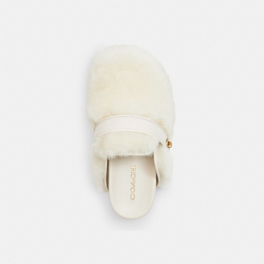 COACH®,Blake Clog,Shearling,Rubber,Mules,Clogs,Traction,Indoor,Casual,Cream,Inside View,Top View