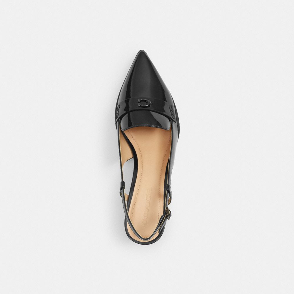 COACH®,Nikola Hybrid Slingback,Rubber,Pumps,Cut Out,Penny Loafer,Metal,Logo,Cushioned,Elastic Gore,Casual,Day Party,Black,Inside View,Top View