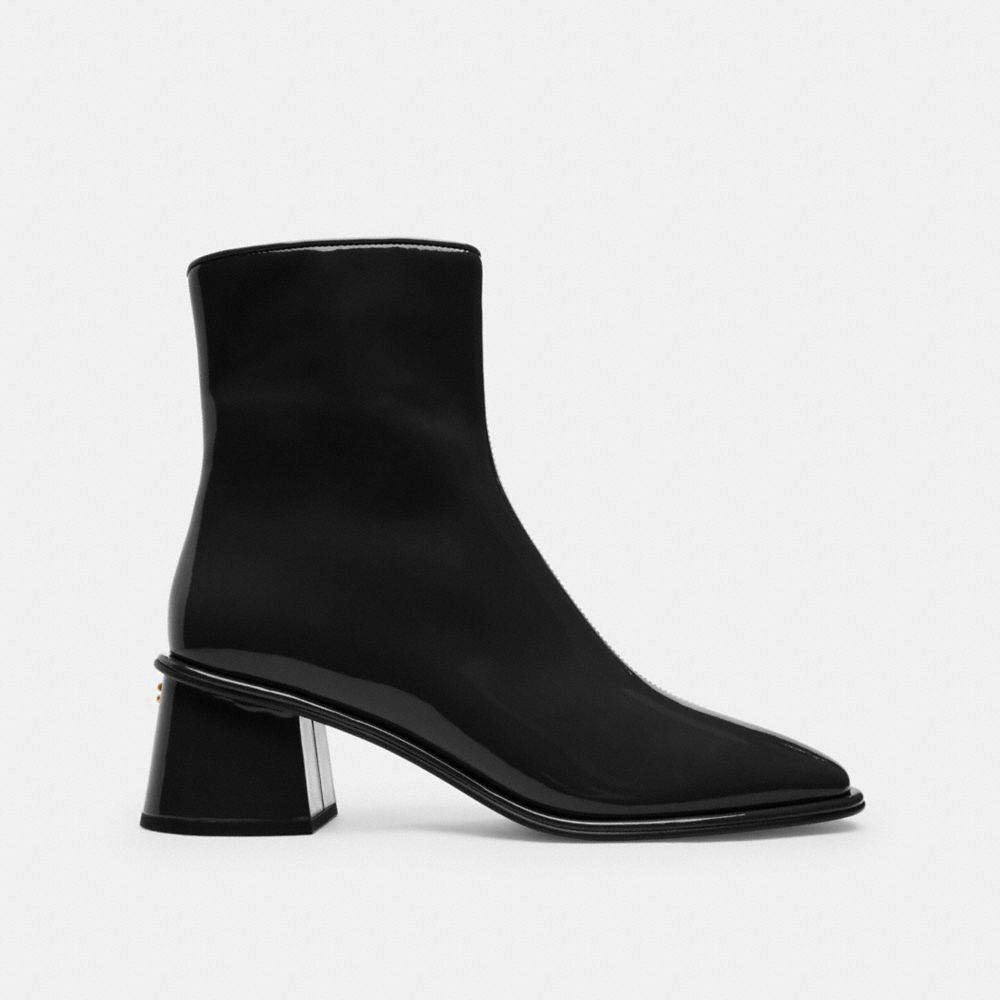 COACH®,Gigi Bootie,Rubber,Bootie,Pull Tab,Day Party,Black,Angle View