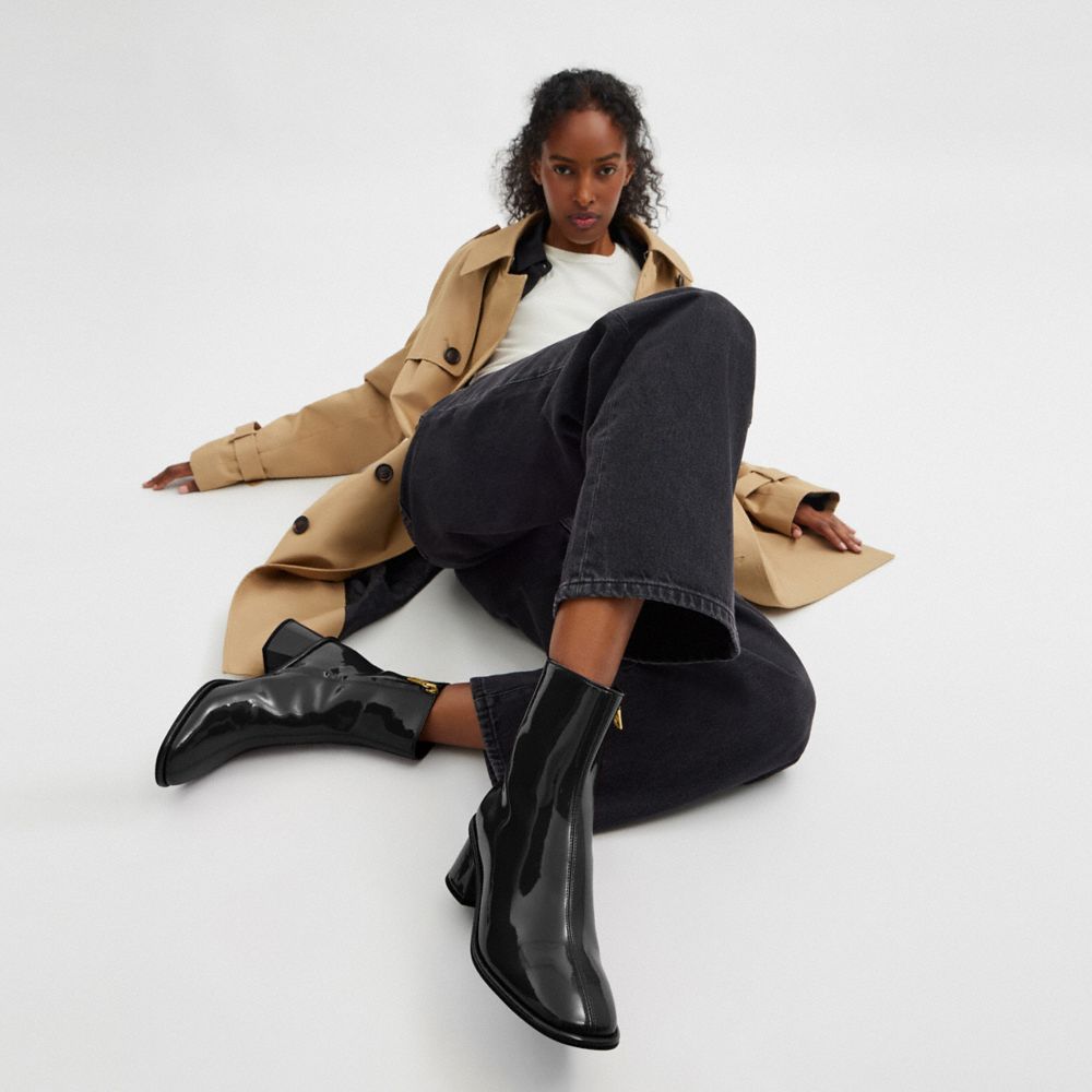 COACH®,Gigi Bootie,Rubber,Bootie,Pull Tab,Day Party,Black,Detail View
