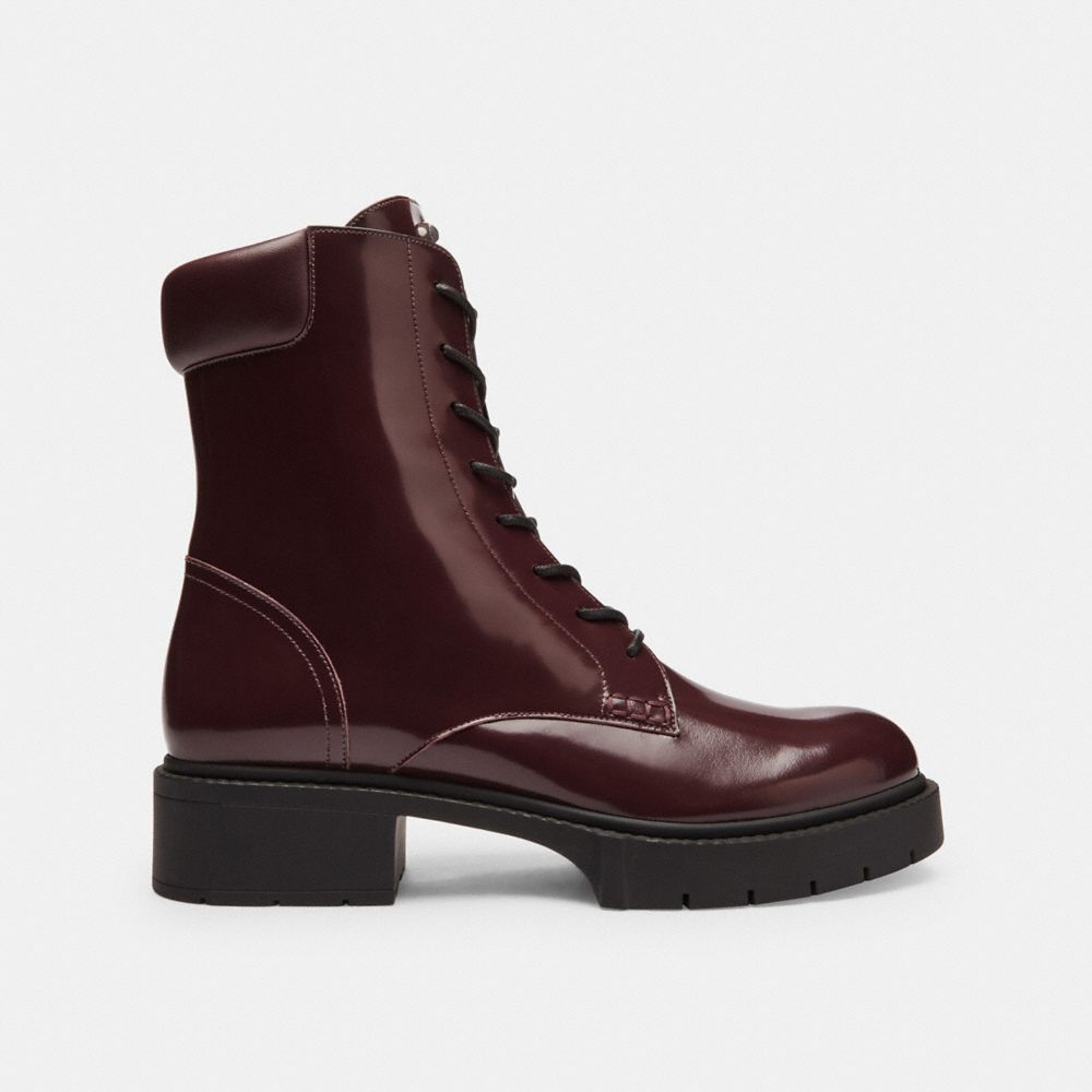 COACH®,BOTTINES LEIGHTON,Merlot,Angle View