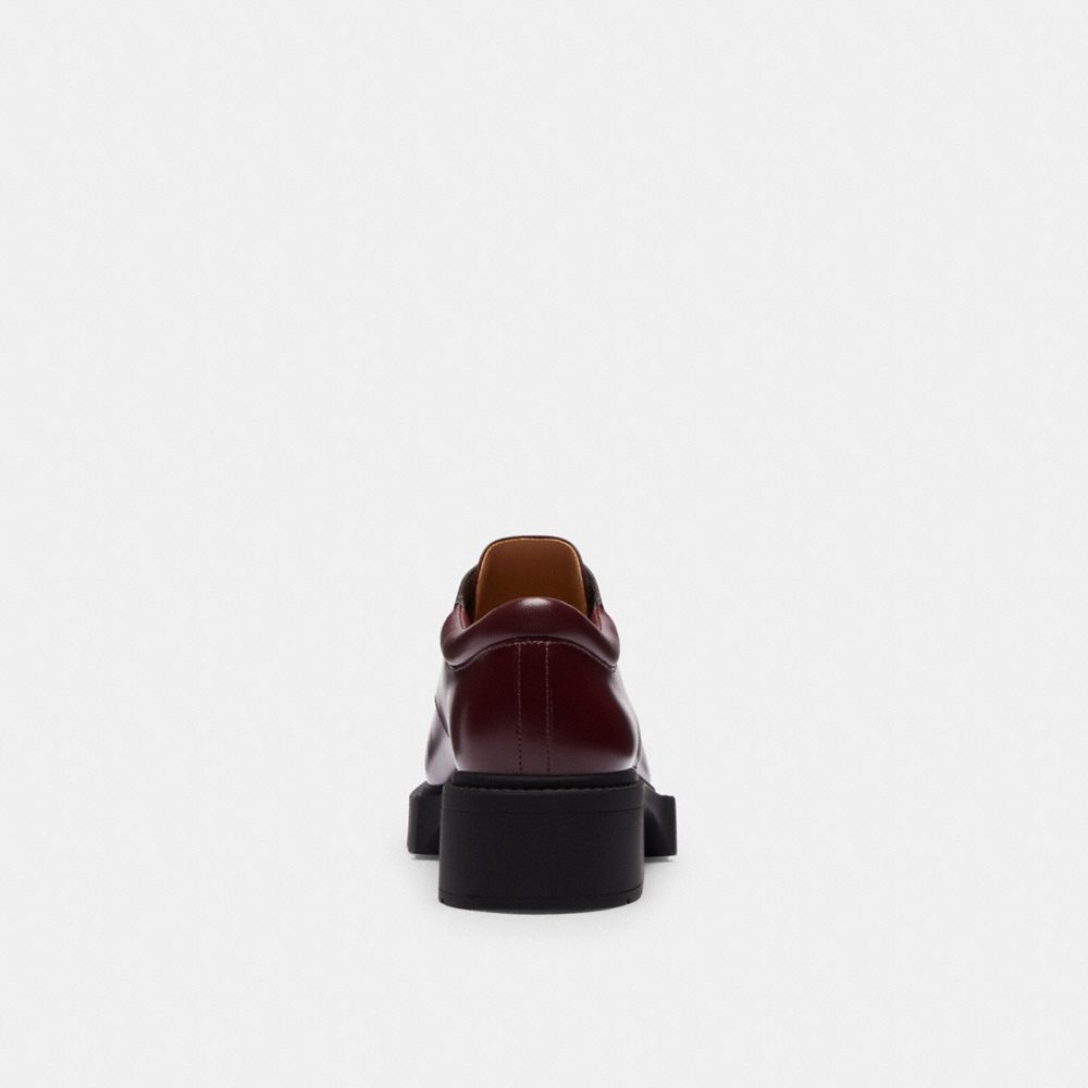 COACH®,Lyla Platform Derby,Rubber,Leather,Derby Shoes,Pull Tab,Work,Maroon,Alternate View