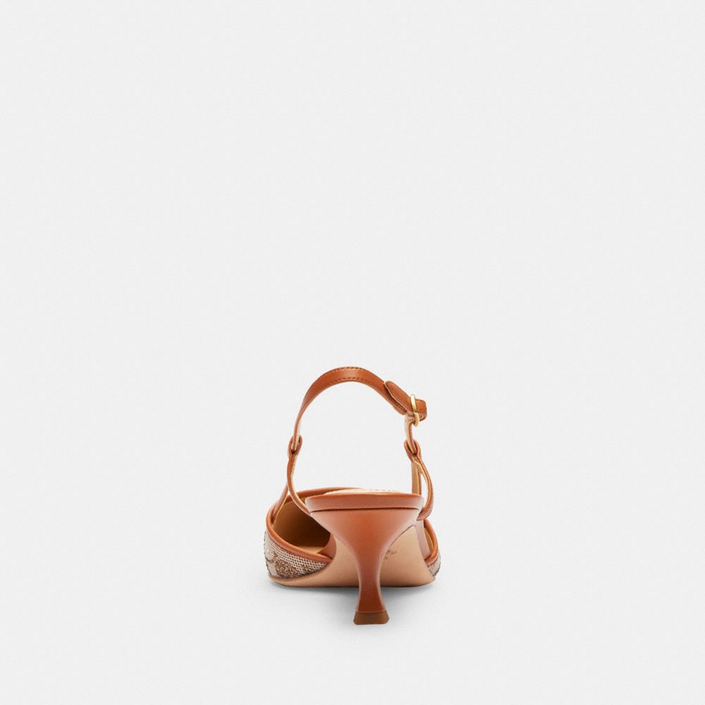 Shop Coach Rosie Slingback Aus Signature-jacquard Mit Kristallen In Brown