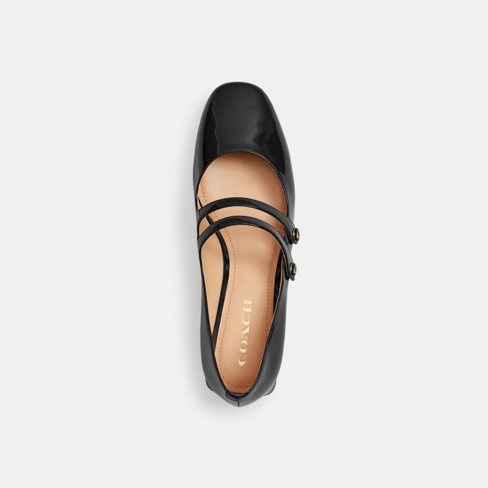 COACH®,Angelina Mary Jane,Rubber,Pumps,Logo,Traction,Pull Tab,Day Party,Black,Inside View,Top View