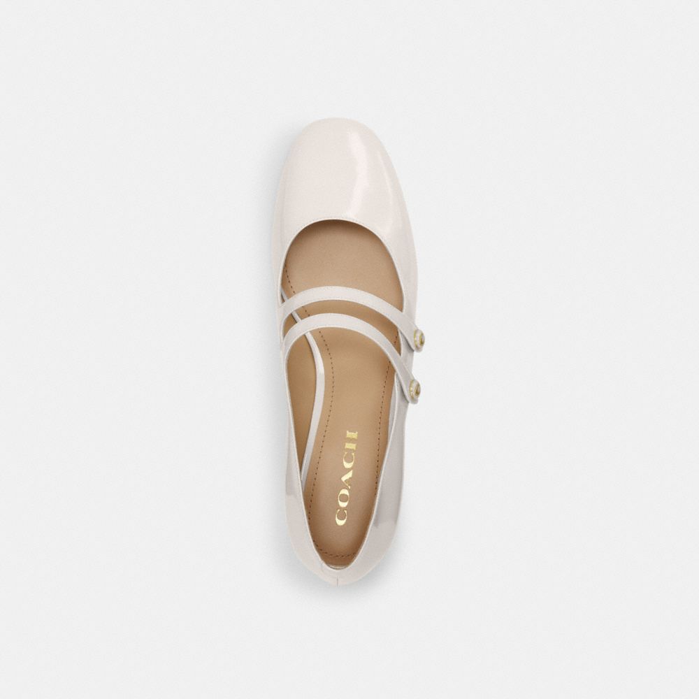 COACH®,Angelina Mary Jane,Rubber,Pumps,Logo,Traction,Pull Tab,Day Party,White,Inside View,Top View