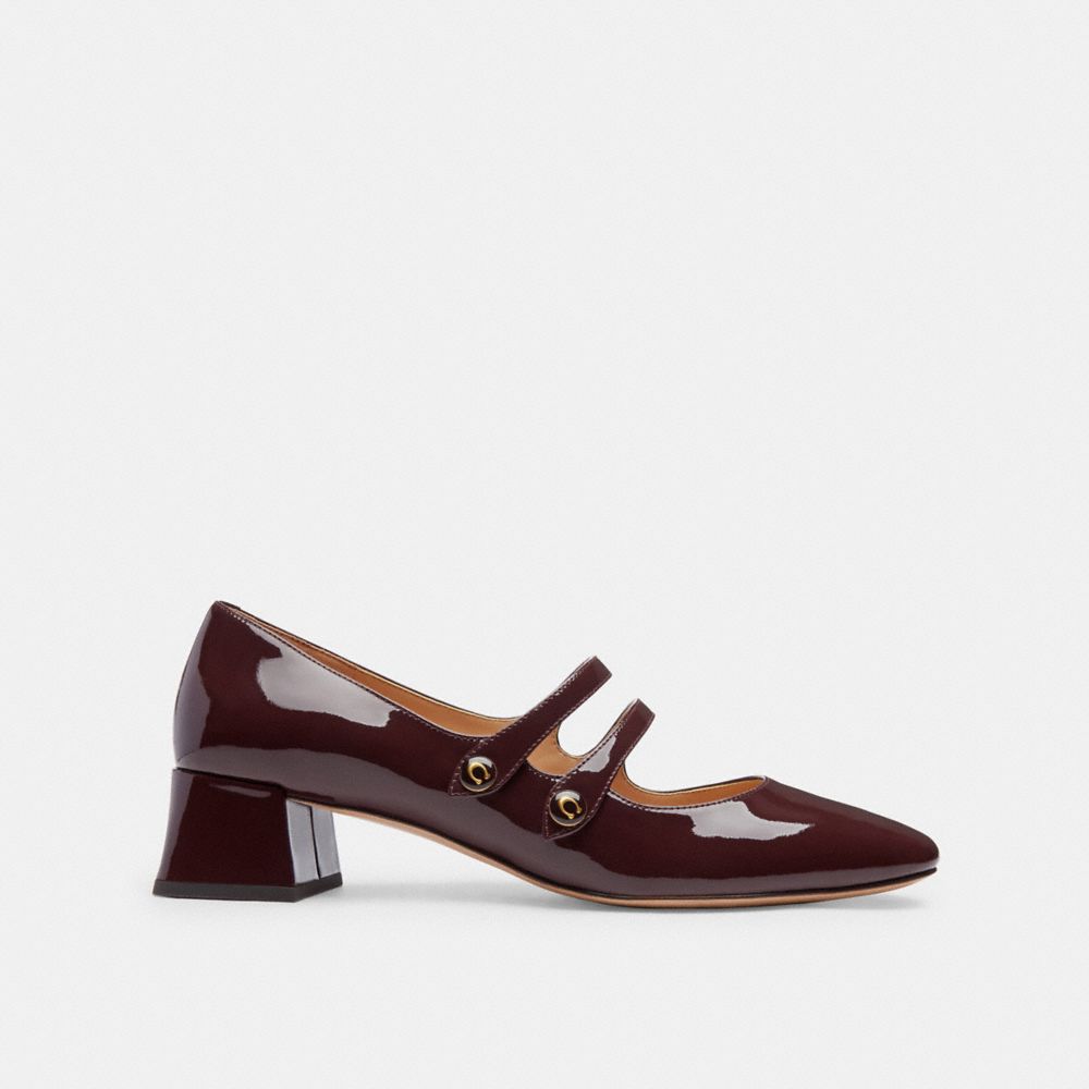 COACH®,Angelina Mary Jane,Rubber,Pumps,Logo,Traction,Pull Tab,Day Party,Brown,Angle View