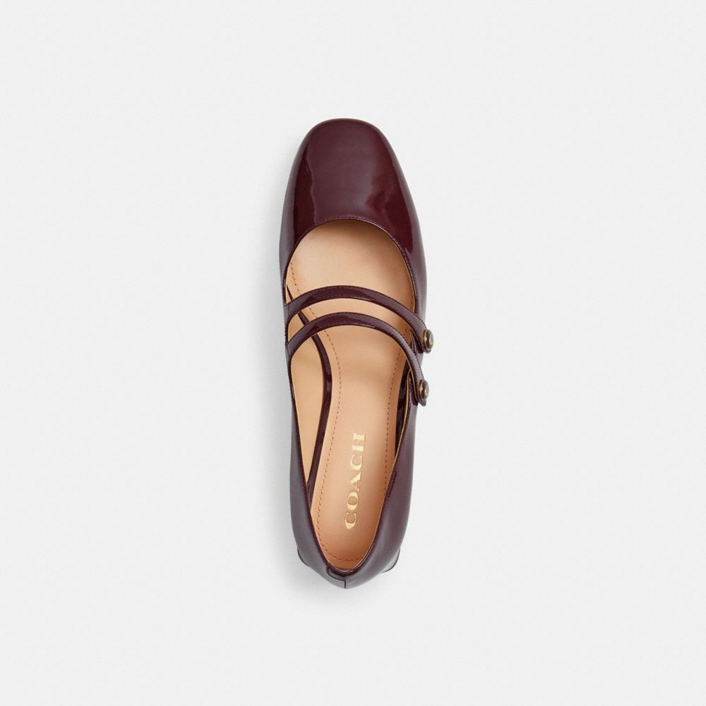 COACH®,Angelina Mary Jane,Rubber,Pumps,Logo,Traction,Pull Tab,Day Party,Brown,Inside View,Top View