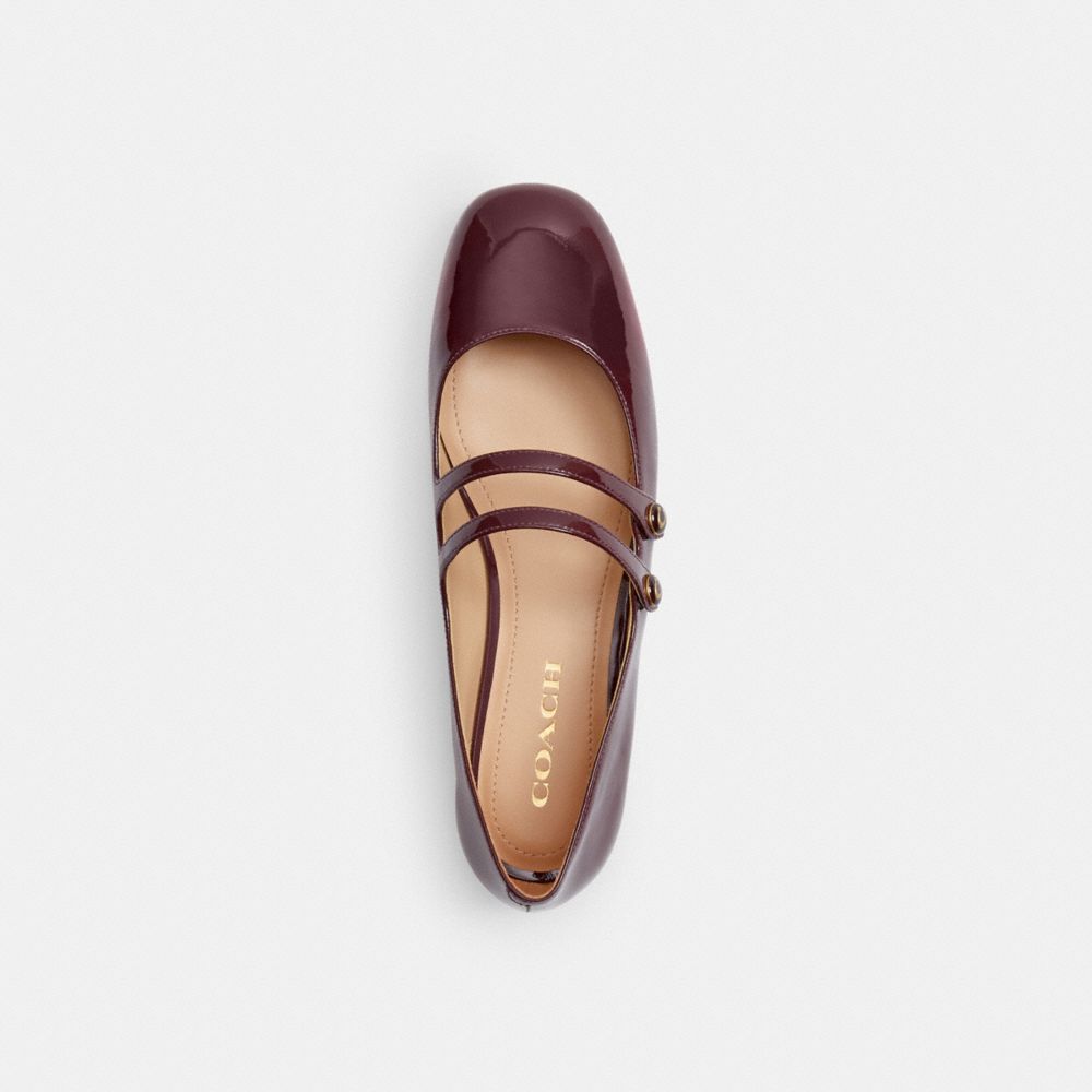 COACH®,Winley Mary Jane,Rubber,Ballet Flats,Logo,Pull Tab,Traction,Day Party,Maroon,Inside View,Top View