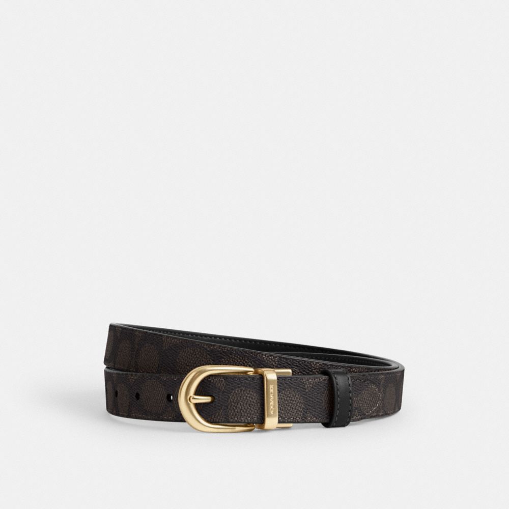 COACH®,Harness Buckle Cut To Size Reversible Belt, 25 Mm,Standard,Reversible,Casual,Black,Front View