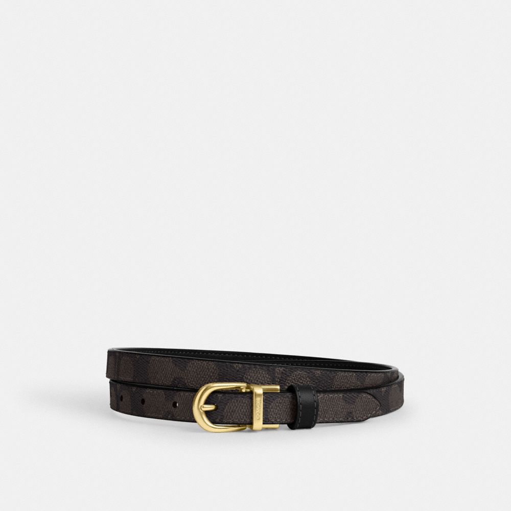 COACH®,Classic Buckle Cut To Size Reversible Belt, 18 Mm,Canvas,Standard,Reversible,Day Party,Black,Front View image number 0