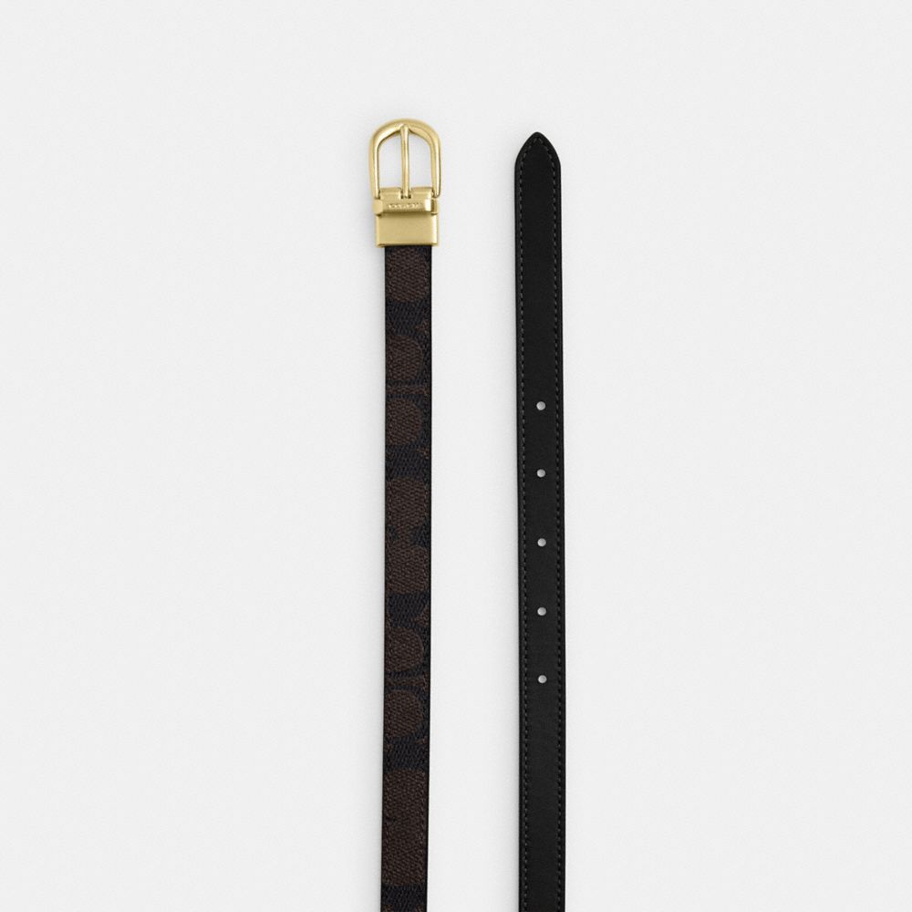 COACH®,Classic Buckle Cut To Size Reversible Belt, 18 Mm,Canvas,Standard,Reversible,Day Party,Black,Angle View