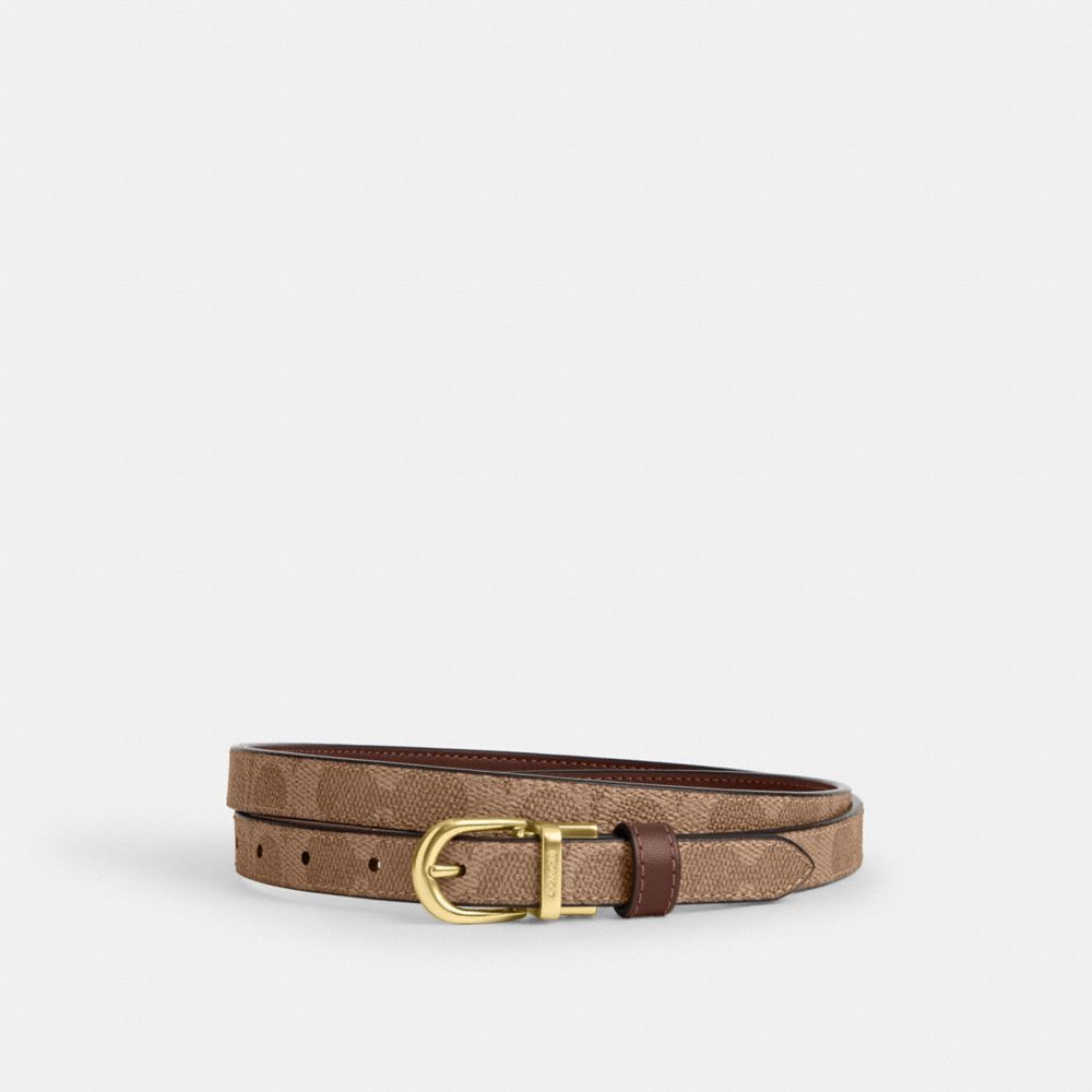 COACH®,Classic Buckle Cut To Size Reversible Belt, 18 Mm,Canvas,Standard,Reversible,Day Party,Brown,Front View