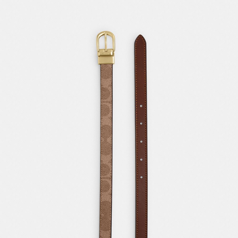 COACH®,Classic Buckle Cut To Size Reversible Belt, 18 Mm,Canvas,Standard,Reversible,Day Party,Brown,Angle View