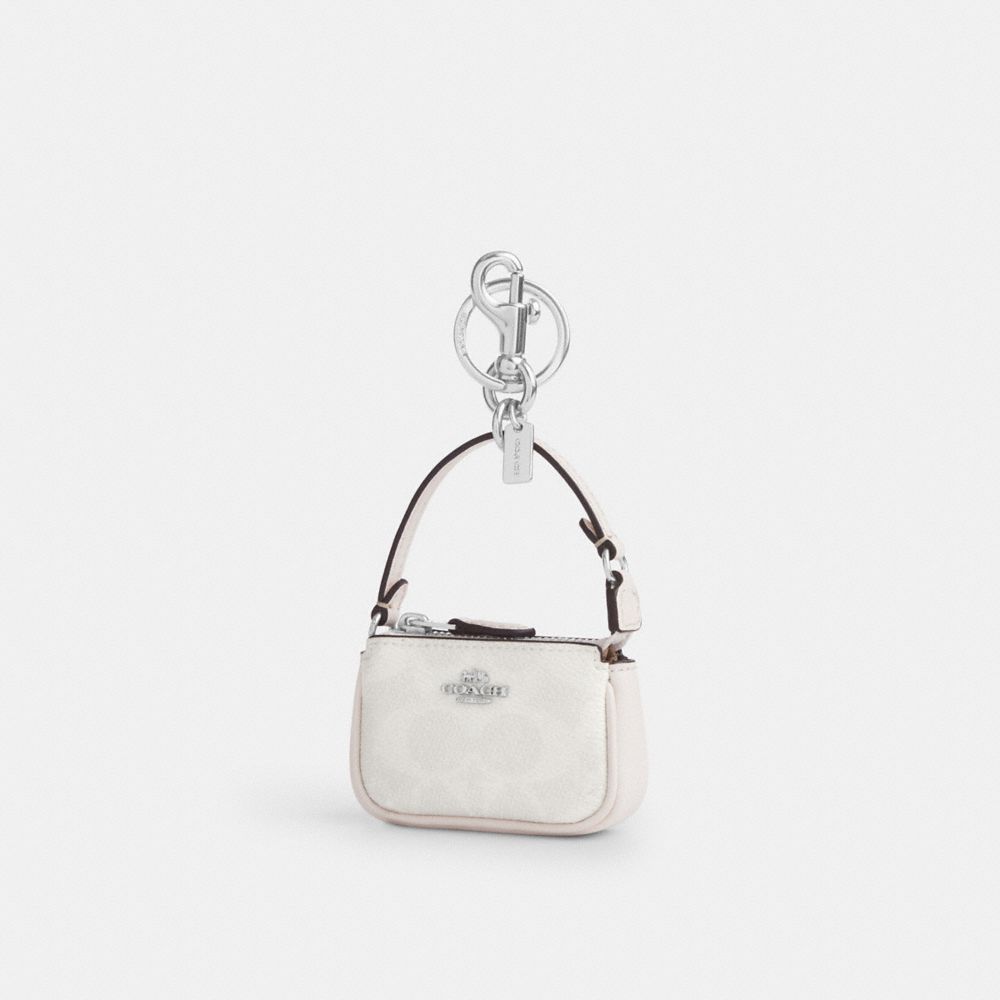 COACH®,BRELOQUE DE SAC MINI NOLITA EN TOILE SIGNATURE,Sv/Blanc/Craie,Front View