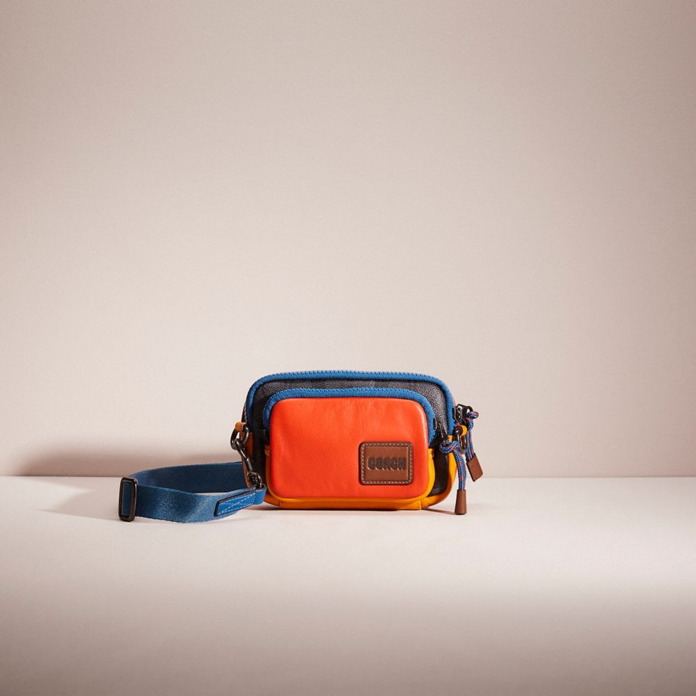 Restored Pacer Convertible Double Pouch In Blocked Signature Canvas With Coach Patch