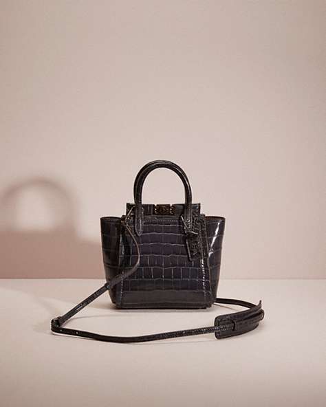 COACH®,RESTORED TROUPE TOTE 16 IN ALLIGATOR,Pewter/Heather Grey,Front View