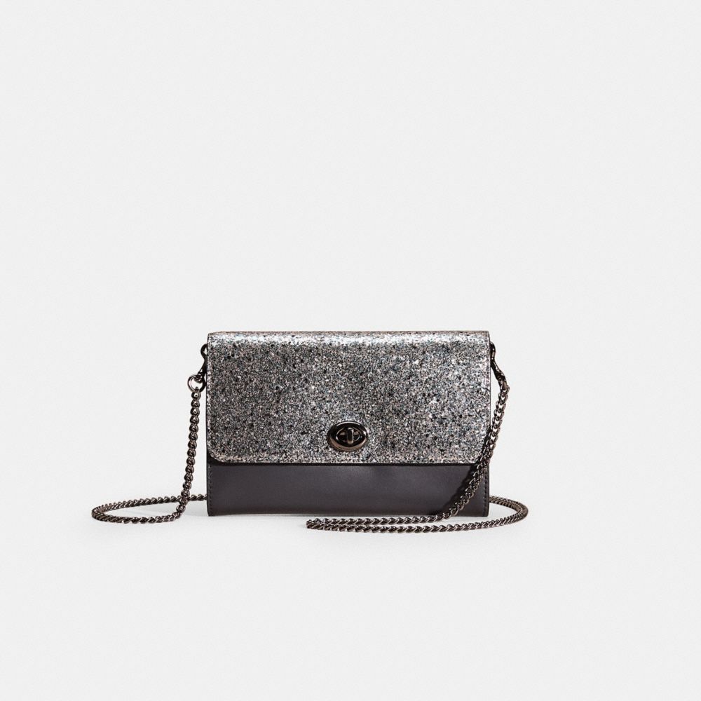 COACH®,RESTORED MARLOW TURNLOCK CHAIN CROSSBODY,Gunmetal/Metallic Graphite,Front View