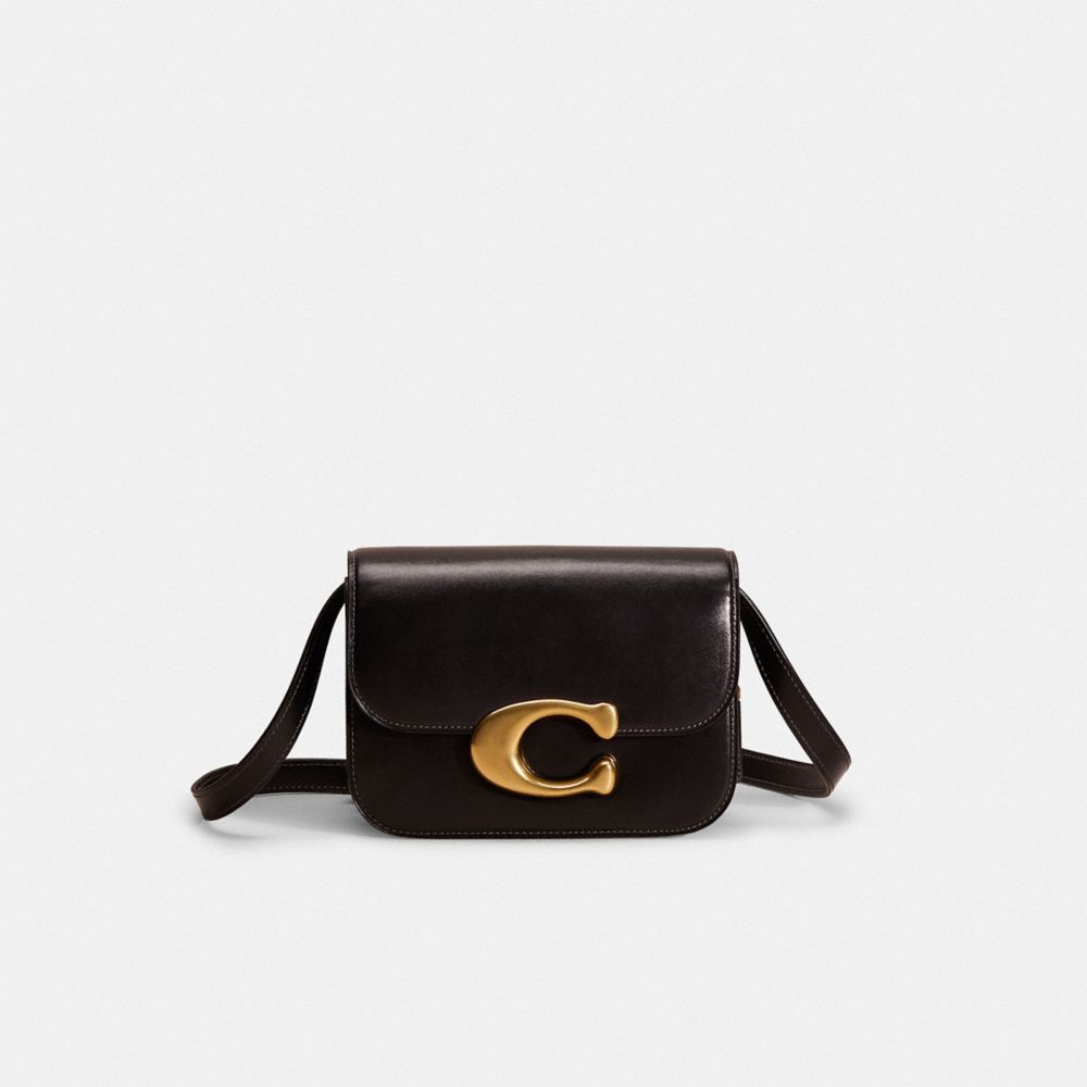 COACH®,Restored Idol Bag,Calfskin Leather,Lining Leather,Crossbody,Logo,Metal,Gold Metal,Day Party,Black,Angle View
