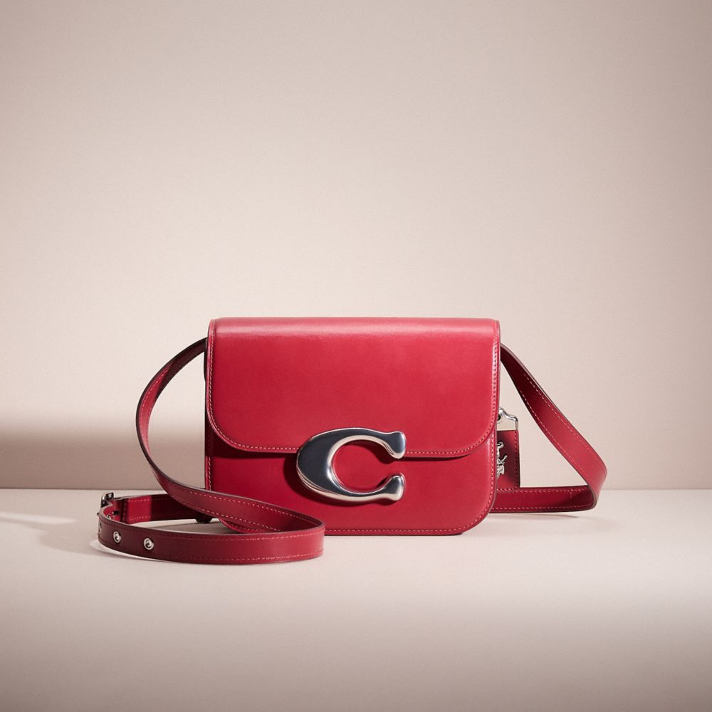 COACH®,RESTORED IDOL BAG,Silver/Enamel Red,Front View