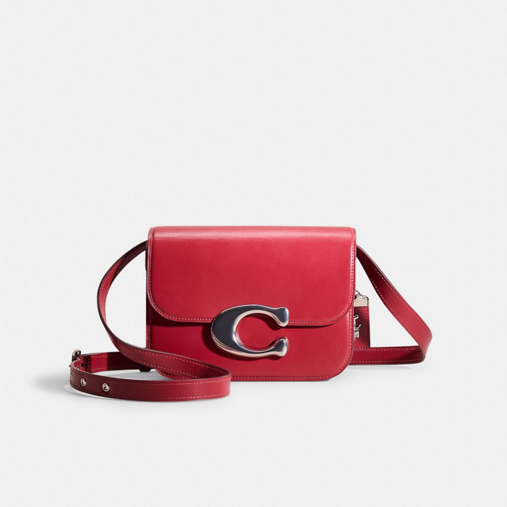 COACH®,RESTORED IDOL BAG,Silver/Enamel Red,Front View