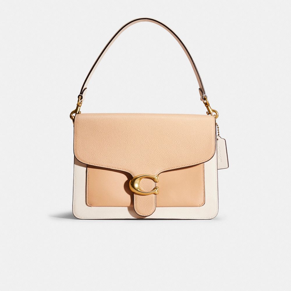 Coach Restored Tabby Shoulder Bag In Colorblock With Snakeskin Detail In Brass/beechwood Multi