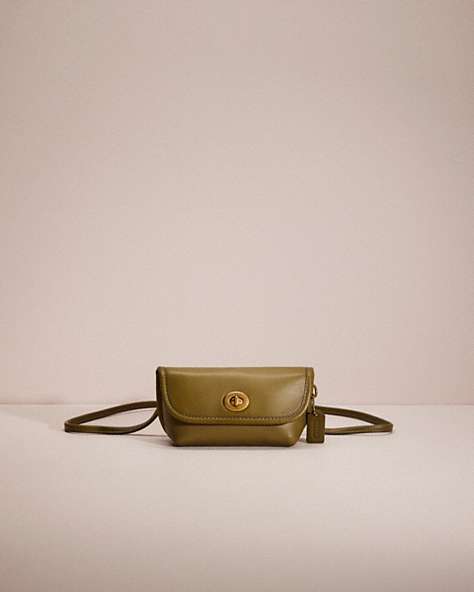 COACH®,RESTORED TURNLOCK FLARE BELT BAG,Brass/Washed Utility,Front View