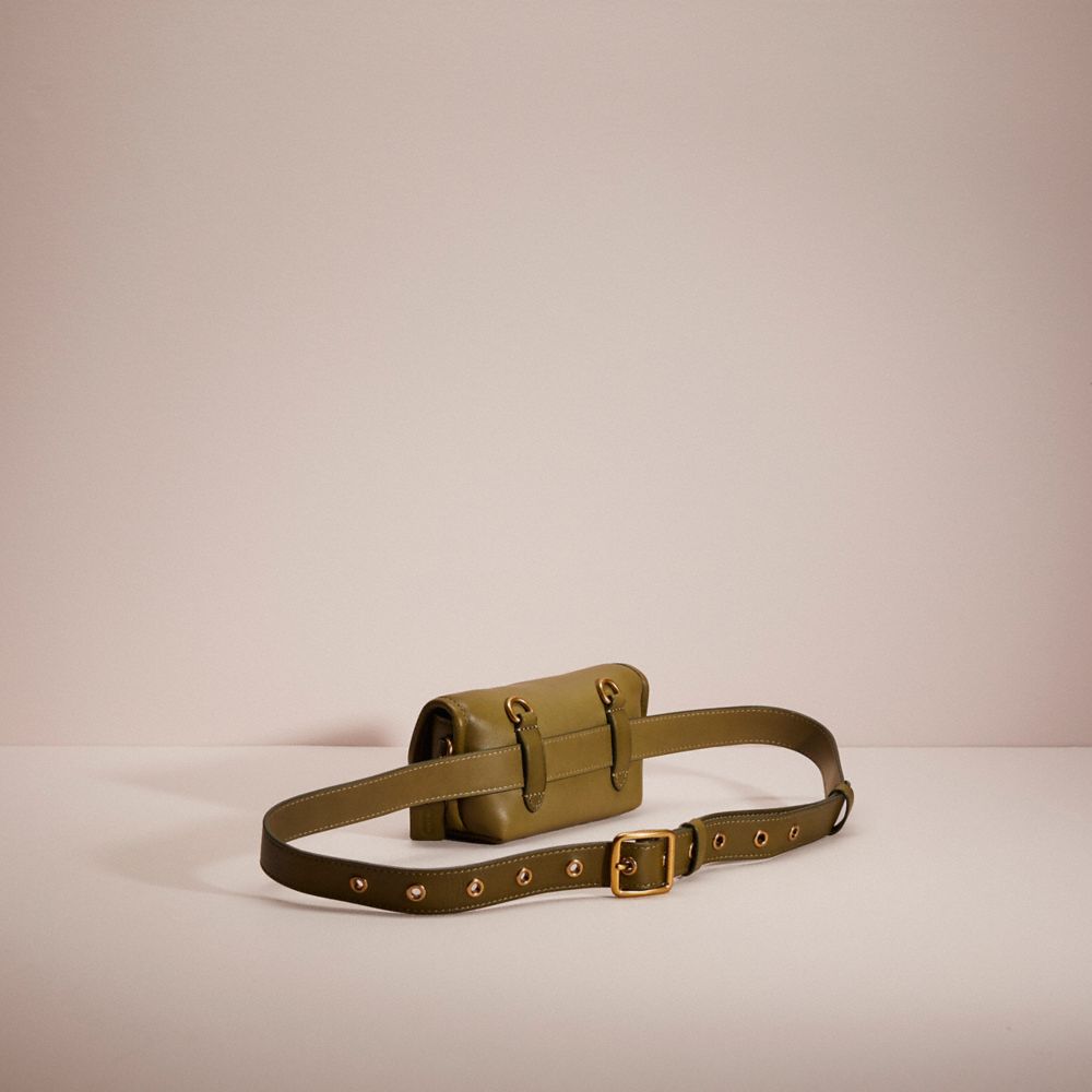 COACH®,RESTORED TURNLOCK FLARE BELT BAG,Brass/Washed Utility,Angle View