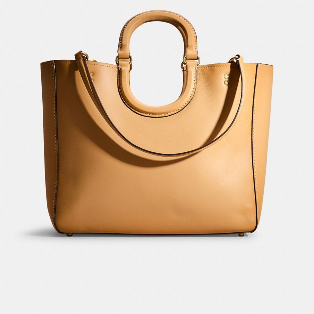 COACH®,RESTORED RAE TOTE,Brass/Tan,Front View