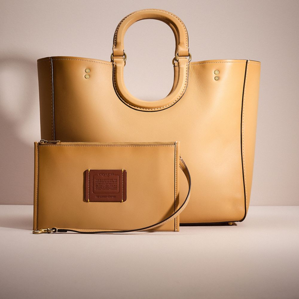 COACH®,RESTORED RAE TOTE,Brass/Tan,Angle View
