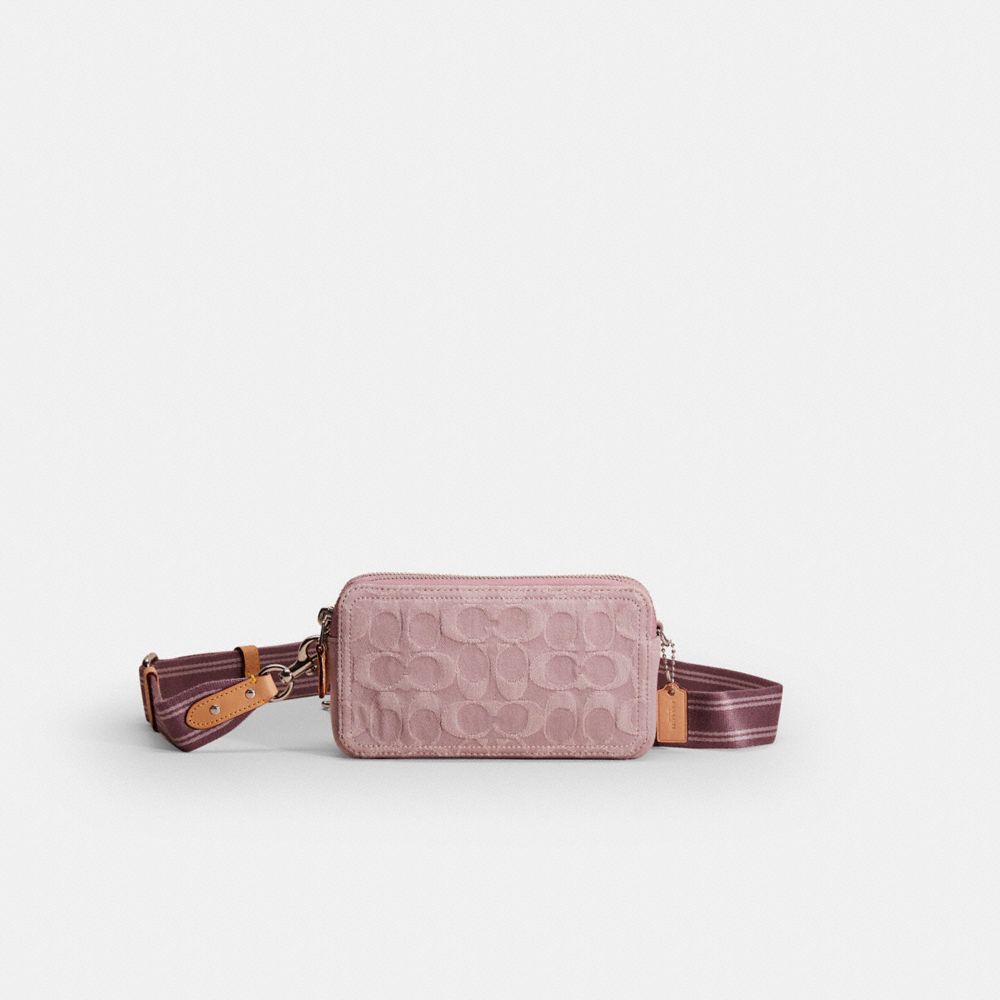 Coach Restored Kira Crossbody In Signature Denim In Silver/pale Purple