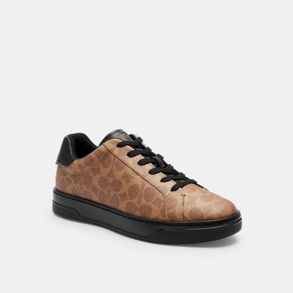 Coach High Line Sneaker In Signature Canvas In Khaki/black