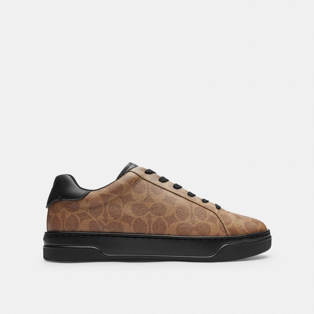 Coach High Line Sneaker In Signature Canvas In Khaki/black