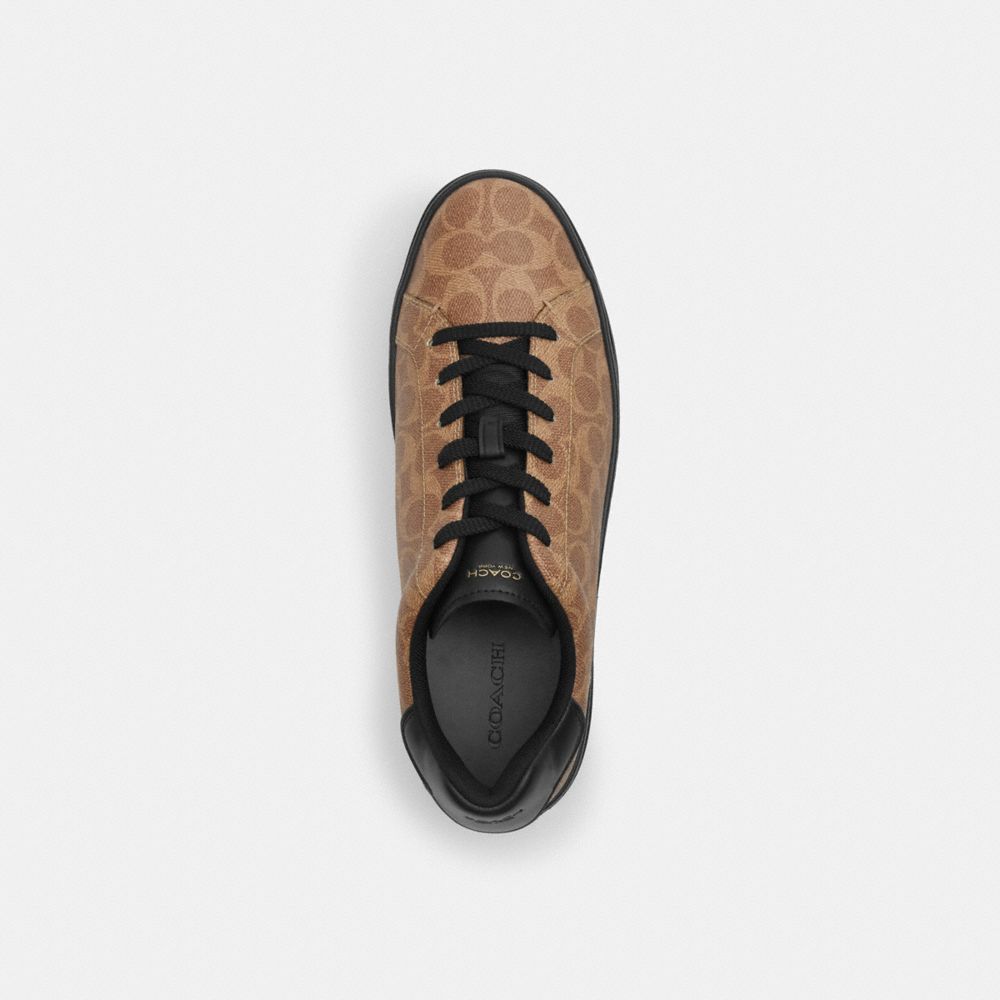 Coach High Line Sneaker In Signature Canvas In Khaki/black