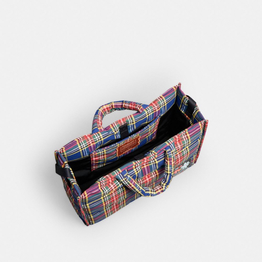 COACH®,Coachtopia Loop Tote With Plaid Quilting,Tote,Plastic,Tag Embellishment,Casual,Multi Color,Inside View,Top View