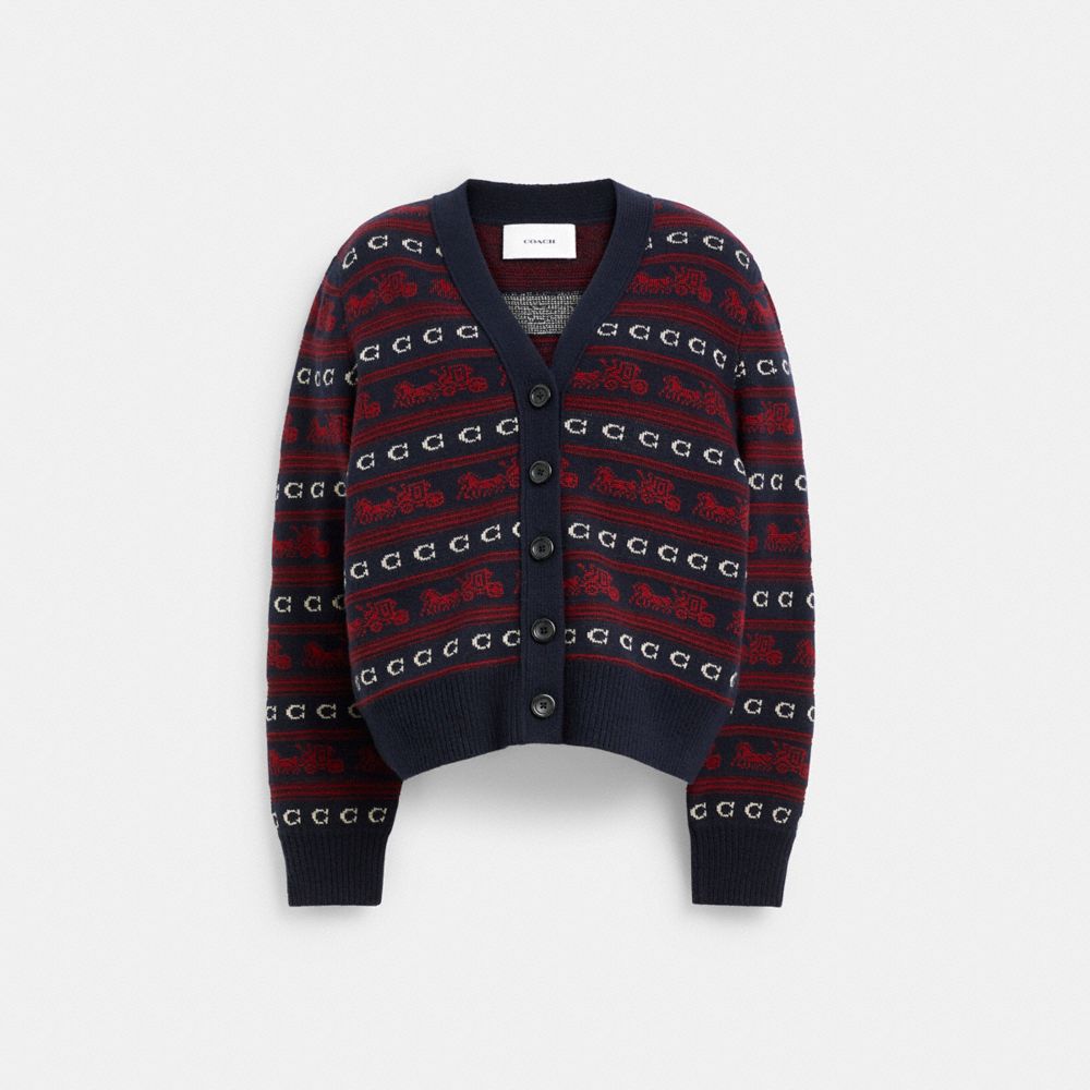 Shop Coach Cardigan Mit Horse And Carriage In Navy/red